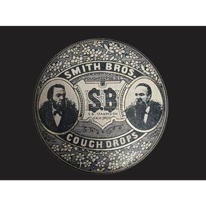 Smith Bros Cough Drops Tin Round Metal‎ Collectible By Bristol Ware